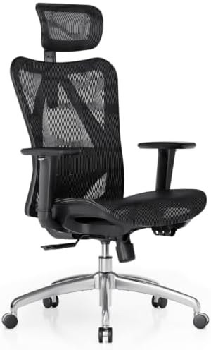 SIHOO M57 Ergonomic Office Chair, Mesh Back Desk Chair with 3D Armrests | Lumbar Support & Adjustable Headrest, Comfortable Computer Chair, Office Chair Hold 330 LBS, Home Office - Black