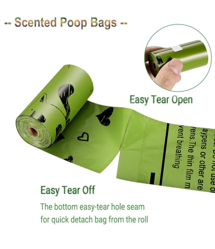 Yingdelai Dog Poop Bags: 540 Counts Doggy Poop Bags with Dispenser - Strong & Leak-Proof Dog Bags (Scented, Green)