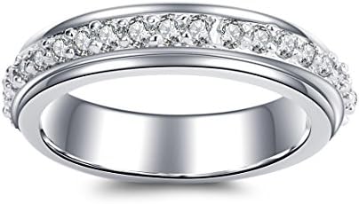 CRARINE Women's Stackable Pave Princess Cut Cubic Zirconia Eternity Promise Ring Infinity Wedding Band - Silver (6)