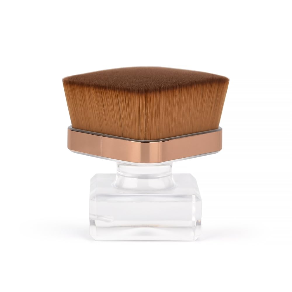 KADS Nail Dust Brush Makeup Brush Flower Shape Crystal Base Nail Cleaning Brush Manicure Pedciure Brush Tool (Two Brown Flat Head)