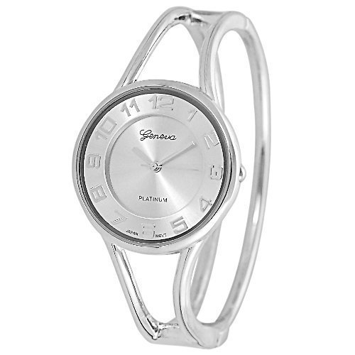 Geneva Platinum Polished Bangle Women's Watch