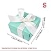 AerWo 10pcs Party Wedding Favors Bag + 10pcs Silk Ribbon, Mini Small Square Turquoise Candy Box with Lids for Wedding Supply, Birthdays, Bridal and Baby Showers (Aqua Blue)