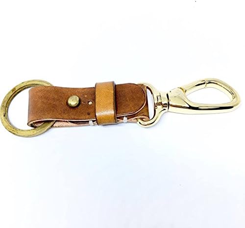 Prikthai Handmade Key Chain &amp; Leather Brown Key ring with Hanging Buckle for Car Home Keys