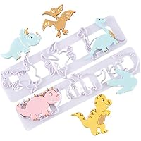 2Pcs Jurassic Dinosaur Cookie Cutters Fondant Cookie Mold for Cupcake Decoration, Baby Birthday Shower Party