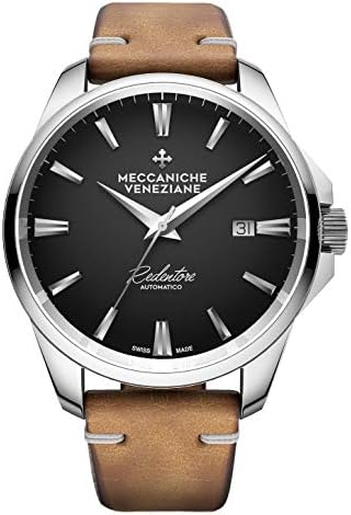 Meccaniche Veneziane Men's Automatic Watch Redentore 1201002 Black with Leather Strap Swiss Made