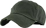 H-218-DW33 Distressed Dad Hat Vintage Low Profile Baseball Cap - Washed Olive