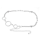 Silver Tone Lobster Clasp Circle Hoop Detailing Waist Chain for Woman