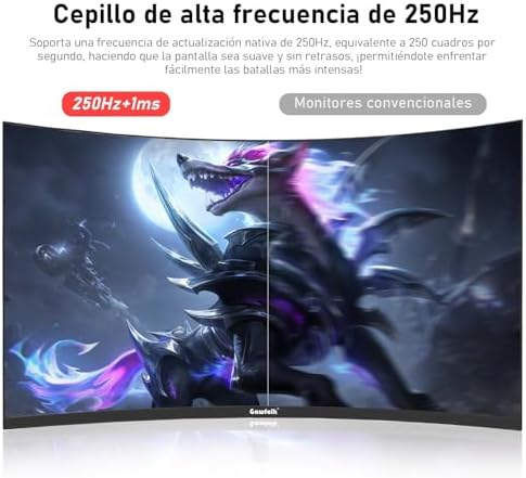 Panel de 27 Pulgadas, Monitor de computadora Curvo Gaming 1800R 250Hz, FHD 1080p 1ms, Freesync, 98% sRGB, Altavoces Integrados, HDMI 2.0, DisplayPort, Compatible con Montaje en Pared - Negro
