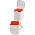 Joseph Joseph Totem Compact 40 liter/10.5 Gallon Waste Separation and Recycling Kitchen Trash Bin with Odor filter and removable food waste caddy, Stone
