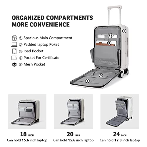 Hanke Lightweight Hardside Luggage 8 Spinner Silent Wheels Travel