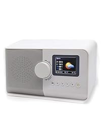 ahiya Radio Internet digital Wi Fi Receptor de radio Estéreo Altavoz Preset Recall Playtime Alarma Control remoto de botón de aplicación 2.4 "Pantalla a todo color LCD 3.5MM Enchufe para auriculares Adaptador de CC Blanco