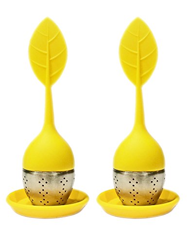 Chichic silicone loose tea infuser tea strainer, set of 2, yellow
