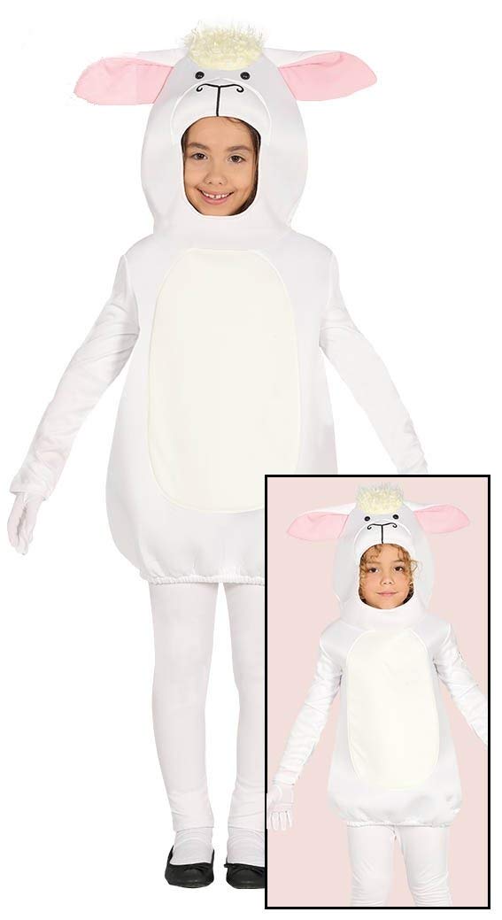 GUIRMA | Sheep Fancy Dress Costume Children (3-4 years) - Hood, Trousers and Outfit - Animal Costumes for Christmas, New Year, Halloween, Carnival and Fancy Dress Parties - Unisex - White