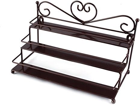 IWIVI Nail Polish Orgainzer 3 Tiers Metal Makeup Storage Display Rack Table Top Stand Nail Polish Holders (Bronze)