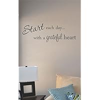 JS Artworks Start Each Day with a Grateful Heart Vinyl Wall Art Decal Sticker