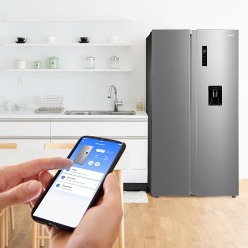 Midea 704L Gross & 513L Net Capacity Side by Side Refrigerator With Water Dispenser, Frost Free With Humidity Control, Electronic Touch Screen, Inverter Quattro, Multi Air Flow, Silver MDRS704FIE02AE