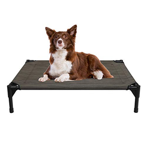 Veehoo Cooling Elevated Dog Bed, Portable Raised Pet Cot with Washable & Breathable Mesh, No-Slip Rubber Feet for Indoor & Outdoor Use, Medium, Brown