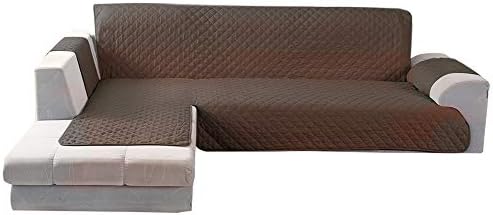 Littleduck Sofa Slipcover 4 Seater Corner Sofa Cover L Shape Non-slip Soft Sectional Couch Covers Furniture Protector Coffee for Pets Dogs Right Arm Quilted Sofas 240cm