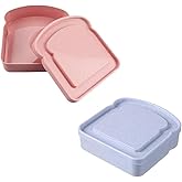 Wvapzwr 2Pcs Sandwich Containers for Lunch Boxes, Plastic Toast Shape Sandwich Box, Reusable Sandwich Box Food Storage Containers, Microwave & Dishwasher Safe, for Office, Camping