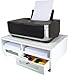Victor Midnight Black Collection W1130 Wood Printer Stand with Two Drawers and Two Storage Slots, No Assembly Required, Pure White