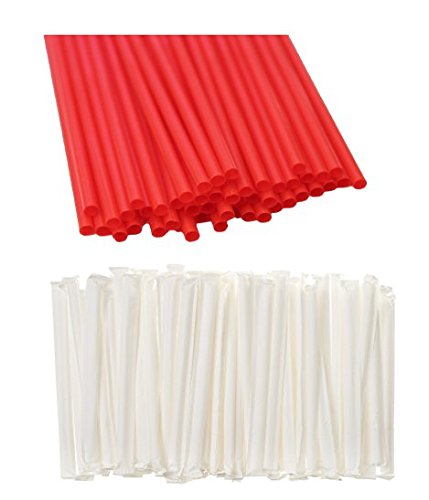 PACTIV 3,000 Count Bulk Buy Wholesale Drink & Toss HEAVY Plastic Individually Wrapped 7-inch RED Cocktail Beverage Stirrer Straws
