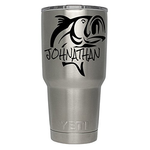 Buy Large Mouth Bass Fishing name decal for yeti,rtic, ozark tumblers