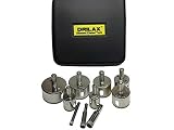 Drilax Diamond Drill Bit Hole Saw Set 10 Pcs 1/4, 3/8, 1/2 (0.5 Inch), 3/4, 1, 1 1/4, 1 3/8, 1 1/2, 1 3/4, 2 inches Kitchen, Bath, DIY Faucet Drilling Tool Ceramic, Porcelain Tiles, Glass, Granite