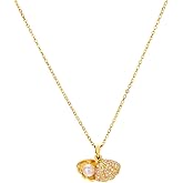DIAMANTIO 18K Gold Plated Shell Pendant Necklace with Pearl and Cubic Zirconia – Elegant Ocean-Inspired Jewelry for Women