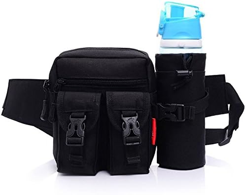 Battlefield Camouflage Canvas Waist Packs Crossbody Bag Outdoor Climbing Bag Travel Bottle Bag 8 Color Black Color