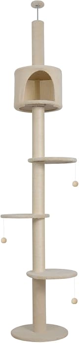 ARTETHYS Floor to Ceiling Cat Tree 260cm 5 Tiers Beige view 8