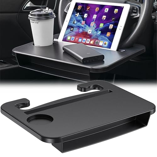 WDEC 2-in-1 Car Steering Wheel Tray, Car Desk Laptop Holder,Laptop Tray Stand Notebook Laptop Tablet Holder, Portable Car Table Steering Wheel Tray Vehicle Seat Mount for Laptop Working