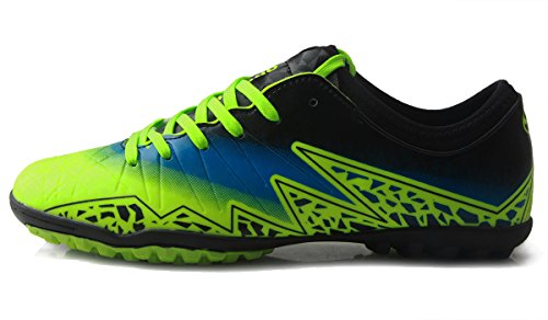 T&B Shoes Soccer Kids' Outdoor Soccer Football Shoes Turf Cleat Green/Black No.77030-Lv-36-4.5US