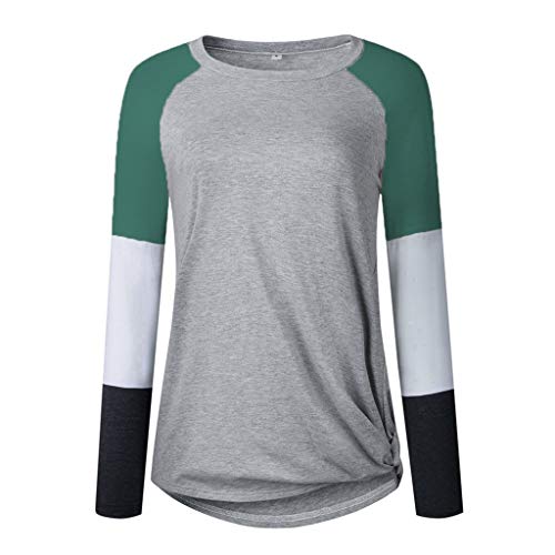 image for Aniywn Women Ladies Color Block Patchwork Long Sleeve Pullover T-Shirt