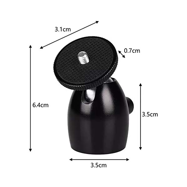 Kamerastativ Kugelkopf Flexibel Verstellbar Stativköpfe, 2 Stück Universal Kamera Stativkopf, mit 1/4" und 3/8" Nuss, für die meisten von DSLR/SLR Kamera Stativ, LCD-Monitor, Blitz Licht Halter usw – Bild 3
