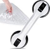 Grab Bars for Bathroom by Dr. Maya - Bath Support with Free Bath Mat - Suction Cup Grip Bar and Shower Handle for Bathtub - Assist Balance Handrail for Tub - Elderly, Seniors, Handicap, Disabled