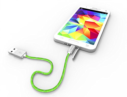 Pawtec Premium USB 2.0 A Male to Micro B USB Charger with Sync 480-Mbps, Extra Long 6 Feet/1.8 Meter Nylon Braided Charger Cable (Lime Green) - Thumbnail 3