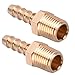 WYNNsky 2 Pieces 1/4 NPT Brass Tee Fittings, 2 Pieces 1/4 Inch Hose Barb with 1/4 Inch MNPT Threads, 4 Pieces Brass Pipe Fittings