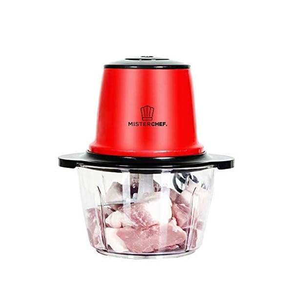 MisterChef-Red-Mini-Chopper-Mini-Food-Processor-3-bi-Level-Blades-Energy-Saver-200W-with-Turbo-15L-Food-Capacity-Glass-Bowl-2-Year-Warranty-Metallic-Red MisterChef® Red Mini Chopper Mini Food Processor 3 bi-Level Blades - Energy Saver 200W with Turbo - 1.5L Food Capacity…