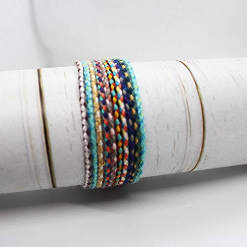 QCQHDU Braid String Friendship Anklets Bracelets Set for Women Girls Handmade Wish Adjustable Lucky Waterproof Jewelry