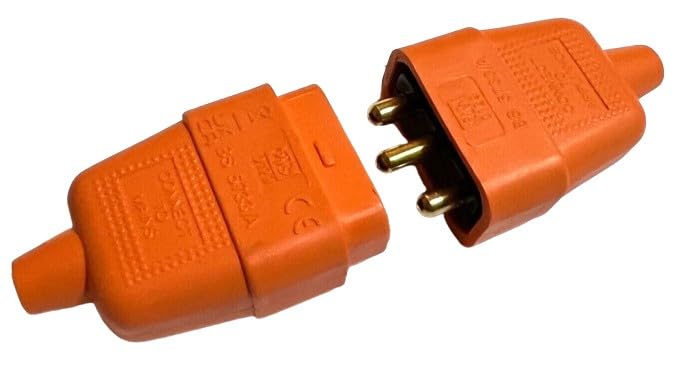 iSeventy9 10-Amp In-Line Flex Connector 3 Pin Cable Wire Joiner 3 Core Orange