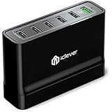 [Qualcomm Quick Charge 3.0] iClever BoostCube+ 60W 6-Port USB Desktop Charger (Quick Charge 2.0 Compatible) with SmartID for iPhone, iPad, Galaxy Note/S Series, Nexus, LG and More