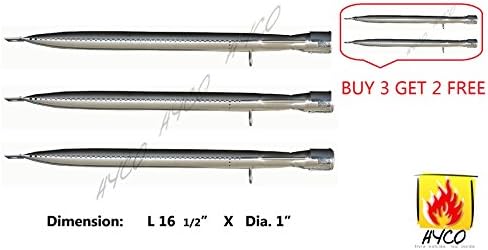 Hyco hyB241 (3-pack) Replacement Stainless Steel Pipe Burner for Grillware, Charmglow, Igloo, Perfect Flame Lowes, Sterling