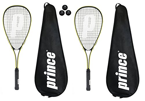 [- 2 x Prince Power PL150 Squash Rackets + 3 Squash Balls and Covers  -]