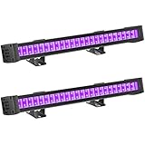 FAISHILAN 2 Pack UV LED Black Light, 24W Blacklight Bar with 5Ft US Plug and Switch, Glow in The Dark Party Supplies for Stage Lighting, Halloween, Body Paint, Fluorescent Poster