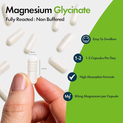 Magnesium Glycinate by Your Supplements | UK Made | True Unblended Bisglycinate | 90 High Absorption Capsules | Suitable for Vegetarians & Vegans