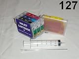 by double2house, non-OEM, 4 Refillable 127 ink Cartridge for WorkForce WF-3520 WF-3540 WF-7510 WF-7520 WF-7010 NX530 Epson, with 4