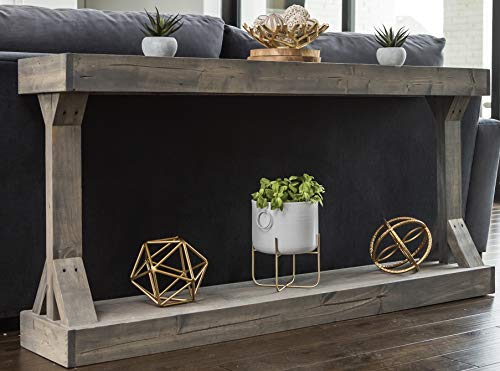 Barb Large Console Table Solid Wood by Del Hutson Designs (Grey) - Thumbnail 4