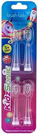 Brush-Baby, Kids Replacement Brush Heads for KidzSonic Electric Toothbrushes 3+ Years