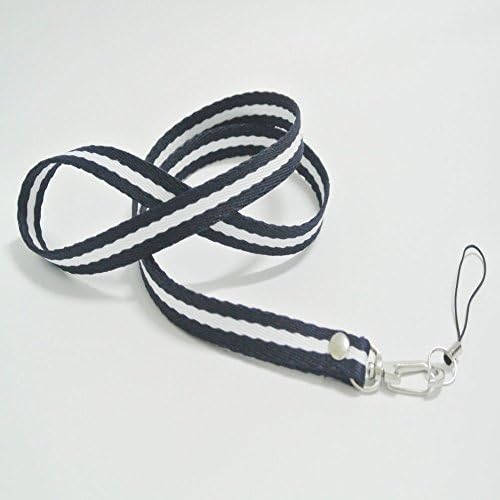 Premium Quality Lanyard for Camera USB Flash drive Cell Phone ID Badge Holder Key-chains &amp; Purse (Straight stripe Dark Blue)