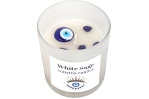 ALL SEEING EYE WHITE SAGE PROTECTION CHARM CANDLE C/16